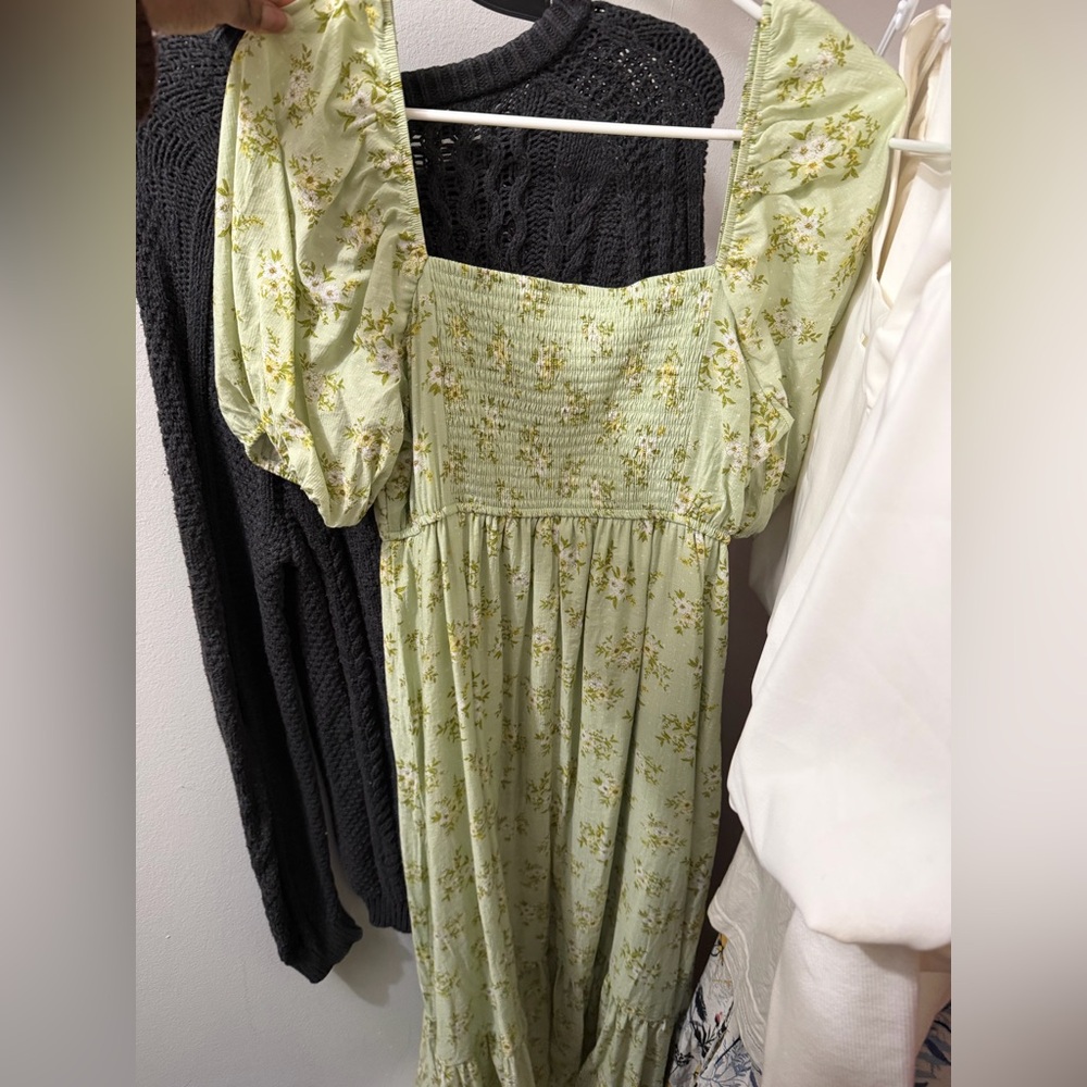 Blu Pepper Green Floral Midi Dress 👗 Size L